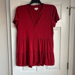 Wonderly Red Button-Down Blouse
